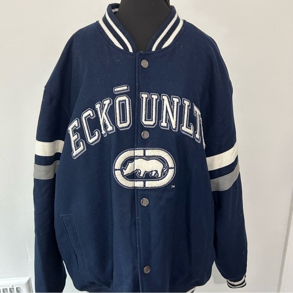 Vintage 90s Y2K ecko unltd varsity jacket coat size 2X